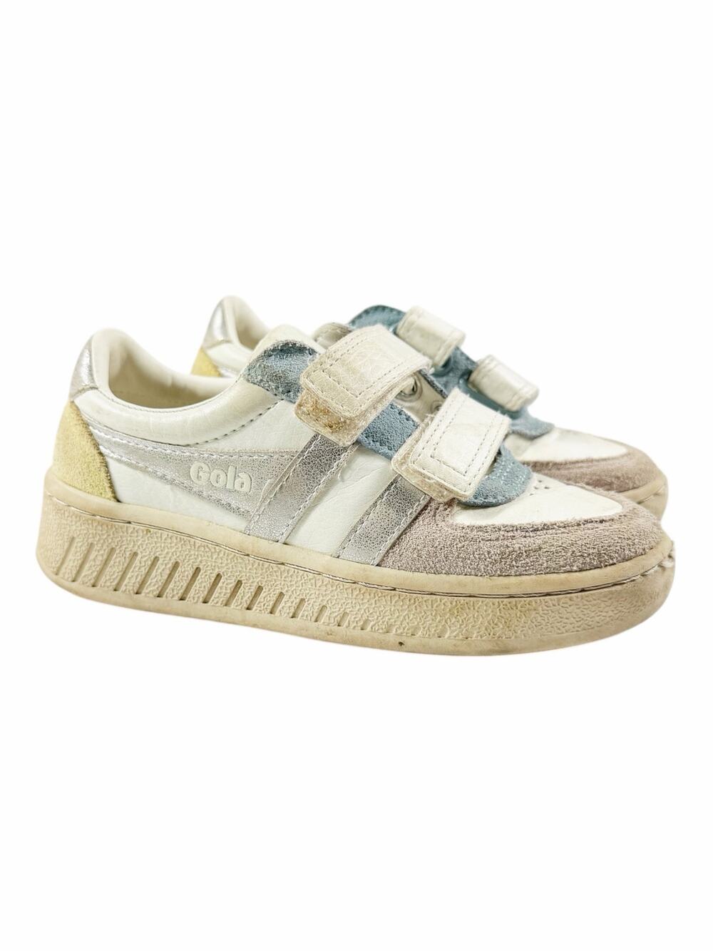 Gola Grandslam Quad Strap White Silver Leather Platform Sneakers Toddler Size 12
